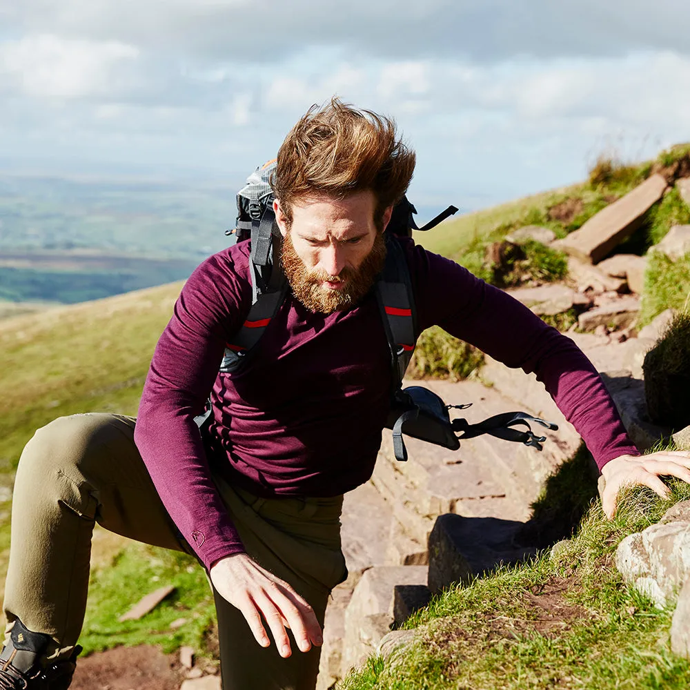 Mens Merino 180 Long Sleeve Crew (Wine)
