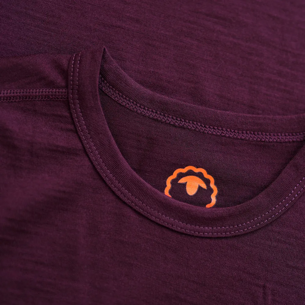 Mens Merino 180 Long Sleeve Crew (Wine)