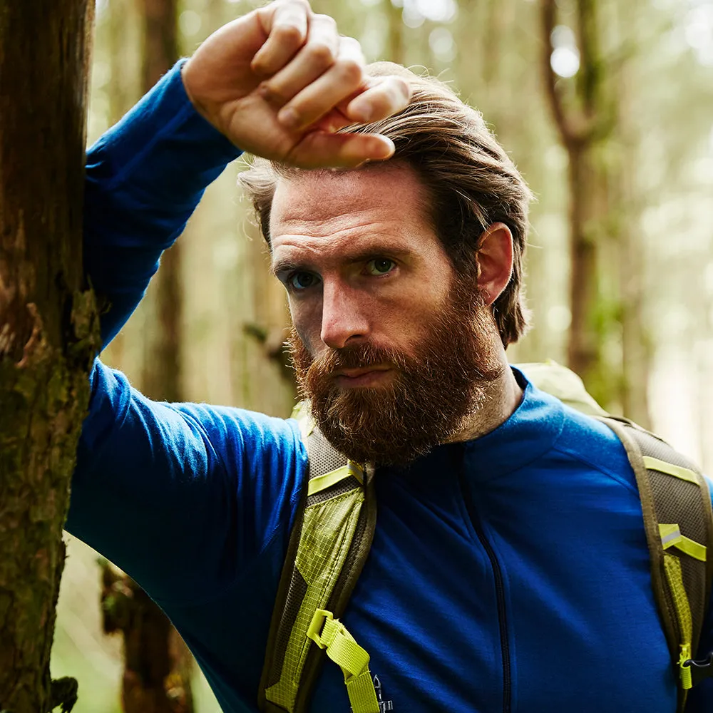 Mens Merino 200 Long Sleeve Zip Neck (Blue)