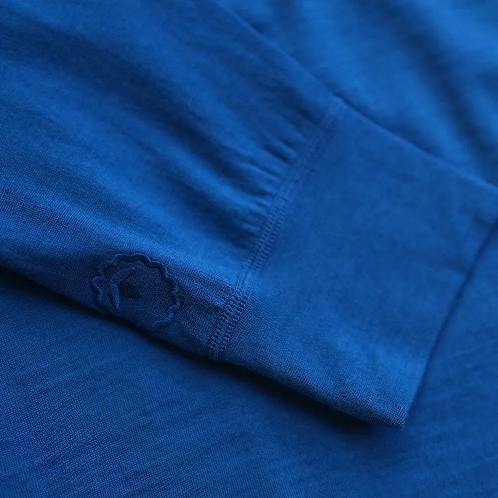 Mens Merino 200 Long Sleeve Zip Neck (Blue)