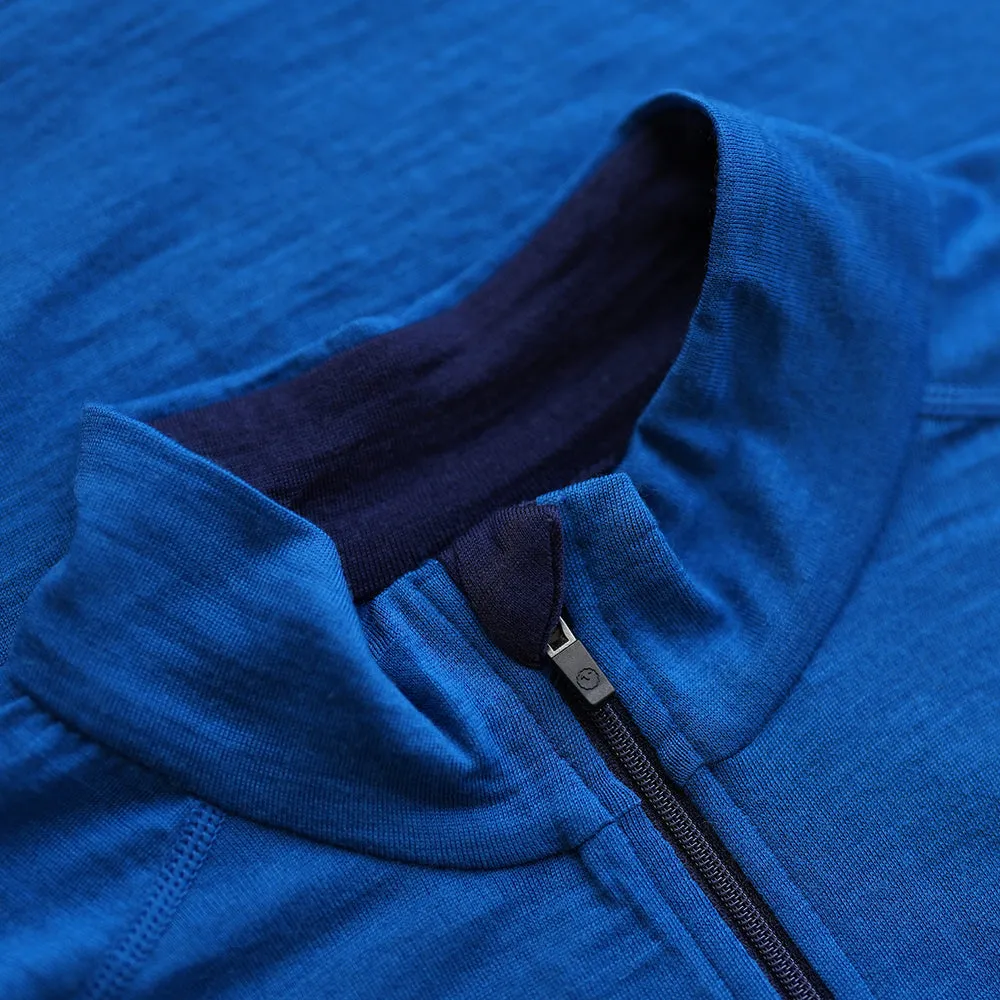 Mens Merino 200 Long Sleeve Zip Neck (Blue)