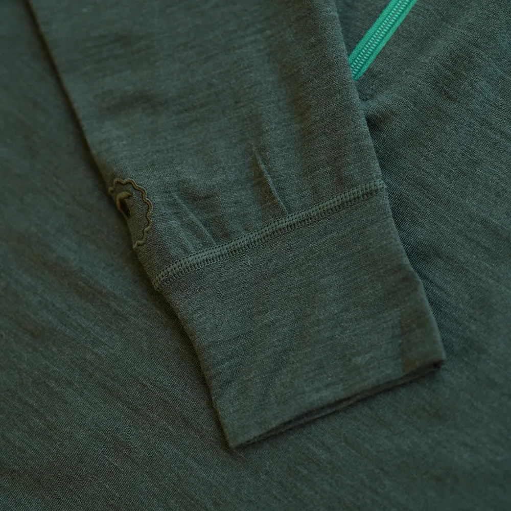 Mens Merino 200 Long Sleeve Zip Neck (Forest)