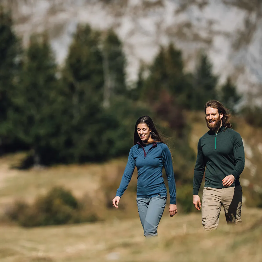 Mens Merino 200 Long Sleeve Zip Neck (Forest)