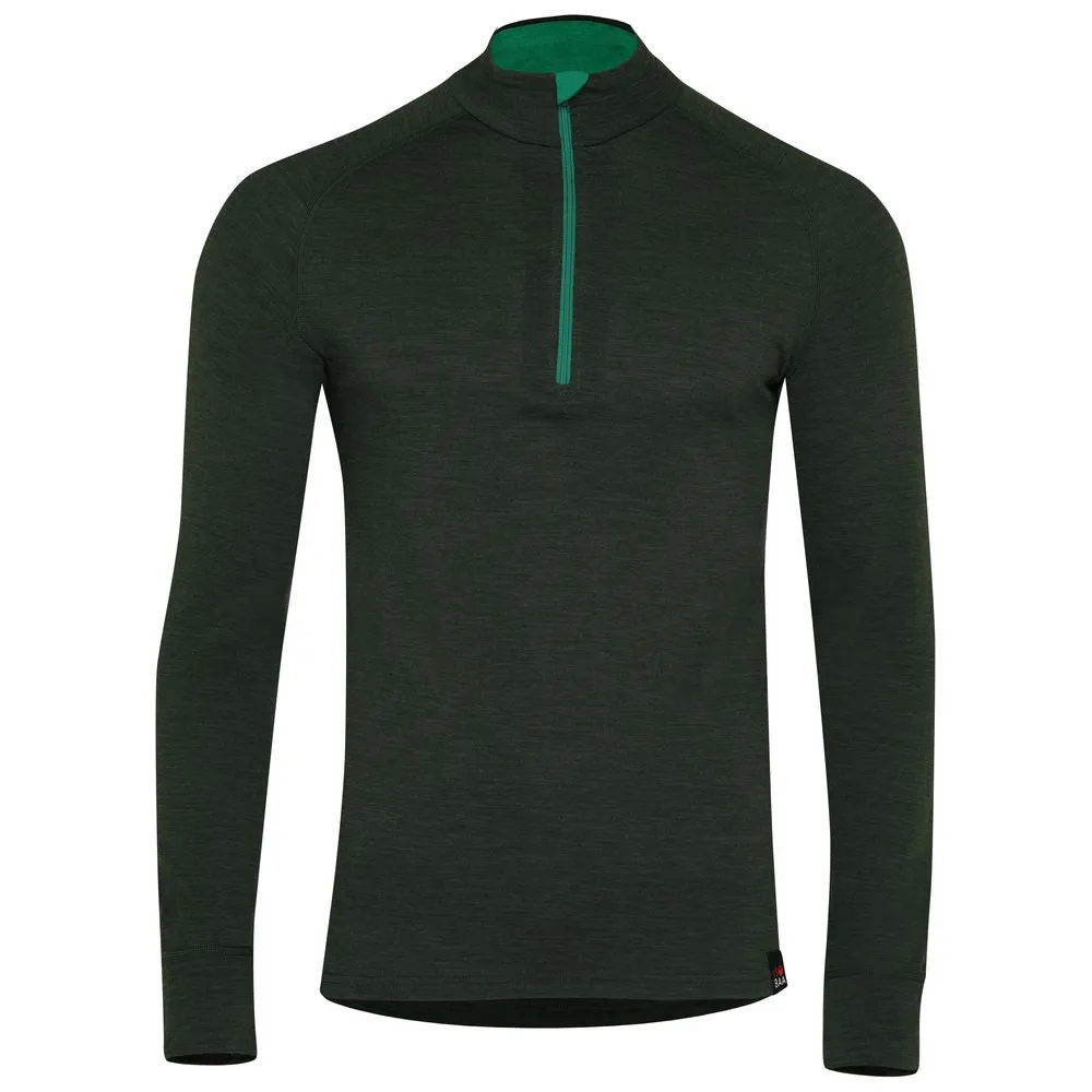 Mens Merino 200 Long Sleeve Zip Neck (Forest)