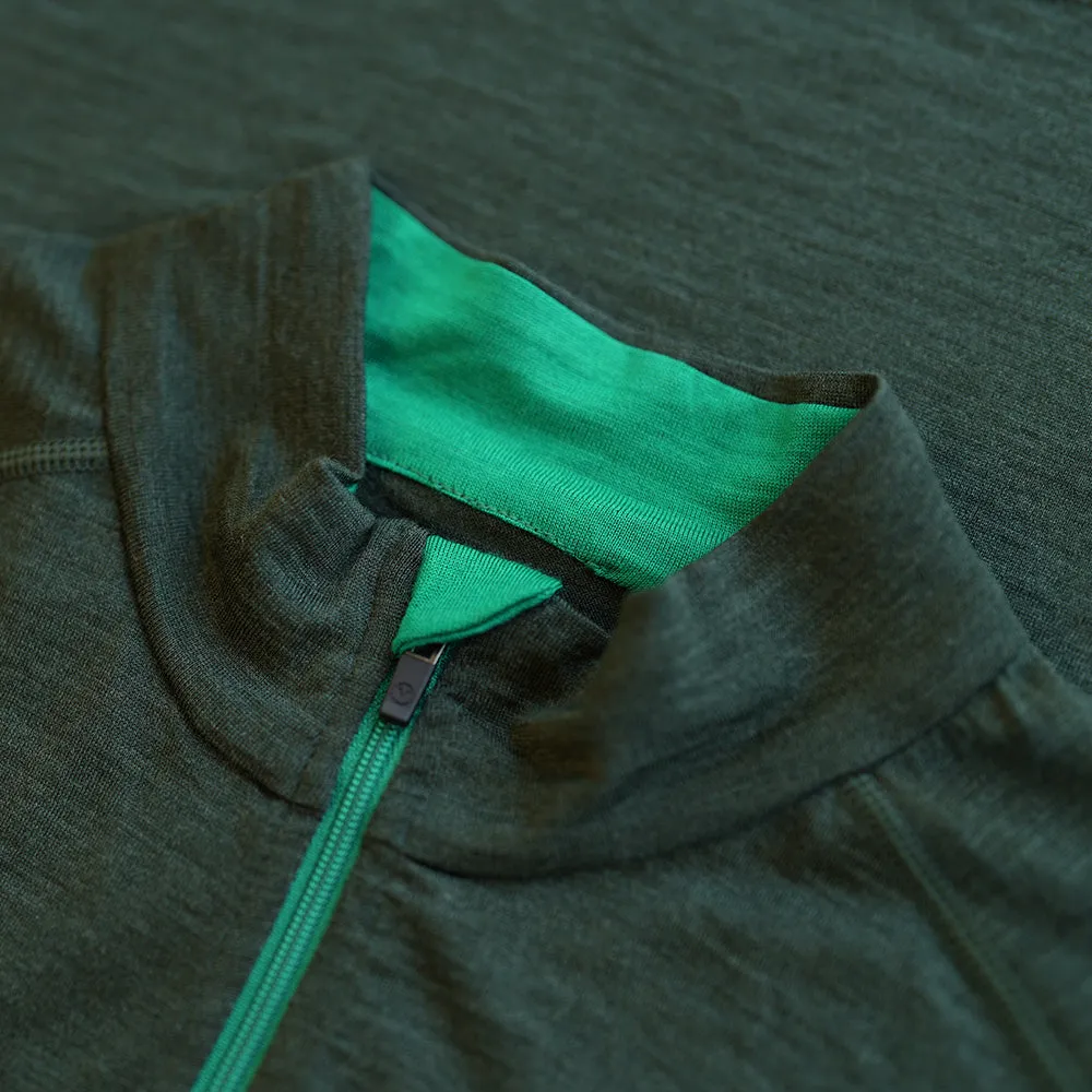 Mens Merino 200 Long Sleeve Zip Neck (Forest)