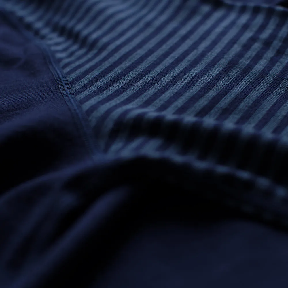 Mens Merino 200 Long Sleeve Zip Neck (Stripe Navy/Denim)