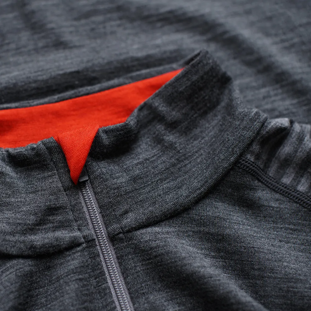 Mens Merino 200 Long Sleeve Zip Neck (Stripe Smoke/Charcoal)