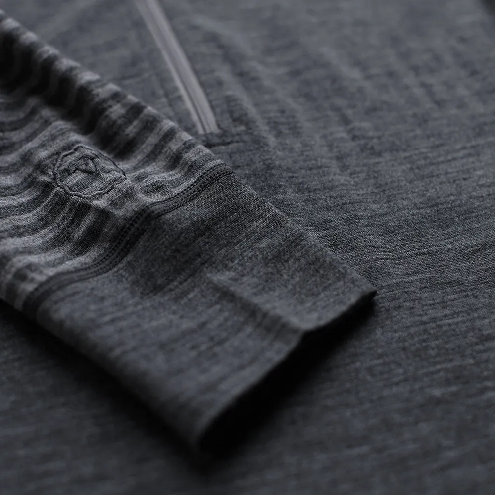 Mens Merino 200 Long Sleeve Zip Neck (Stripe Smoke/Charcoal)