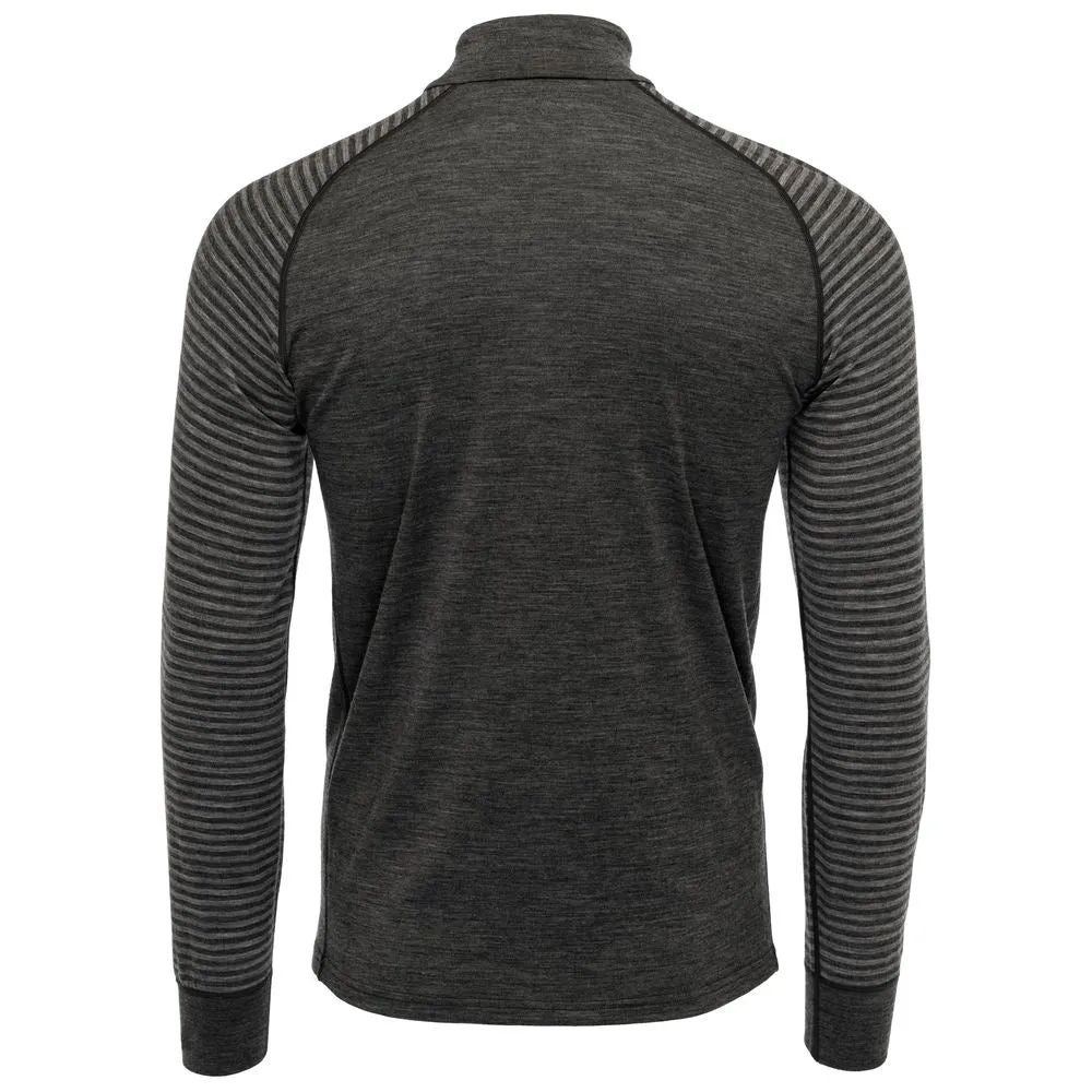 Mens Merino 200 Long Sleeve Zip Neck (Stripe Smoke/Charcoal)