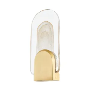 Morganite LED Wall Sconce in Vintage Brass