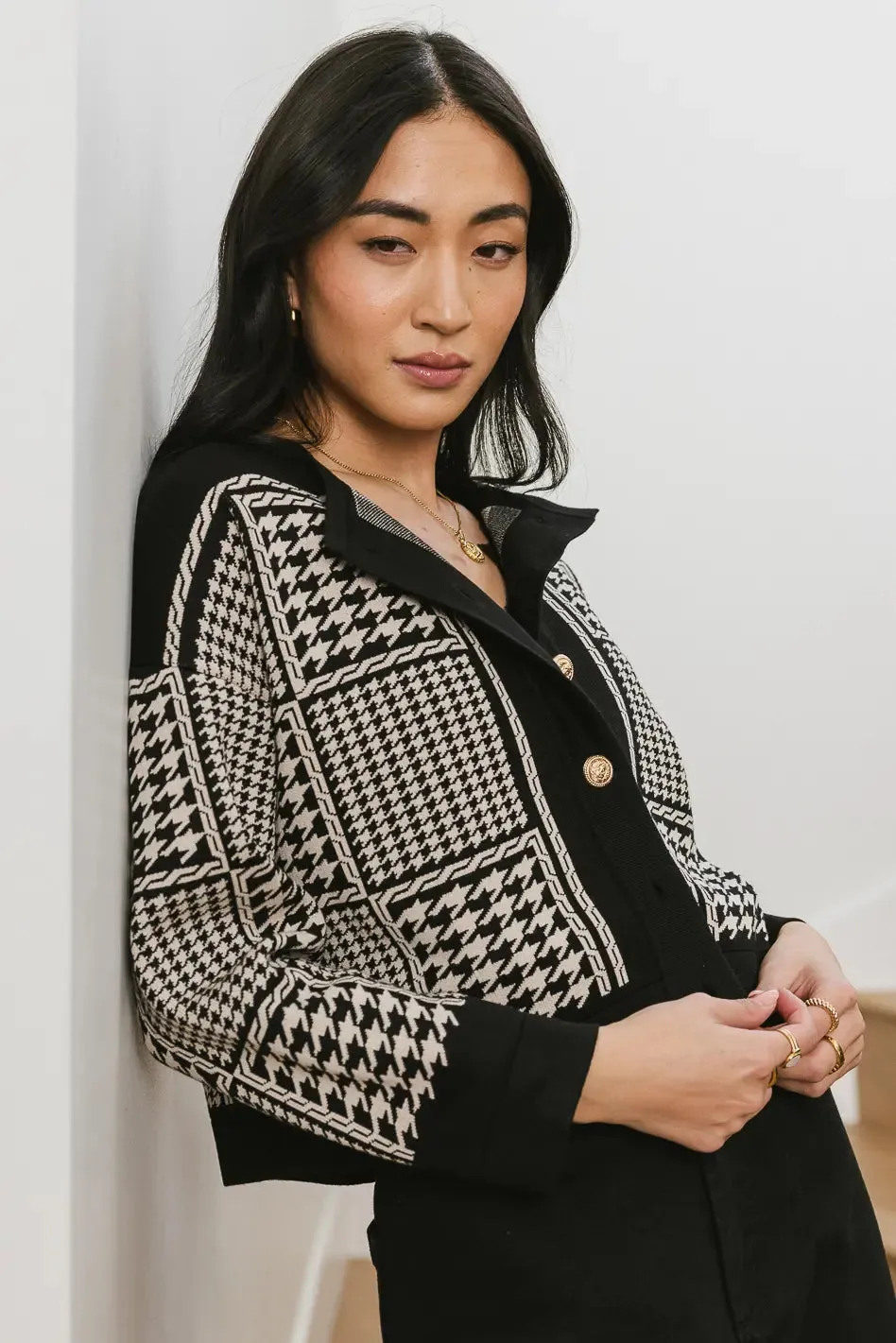 Piper Houndstooth Cardigan - FINAL SALE
