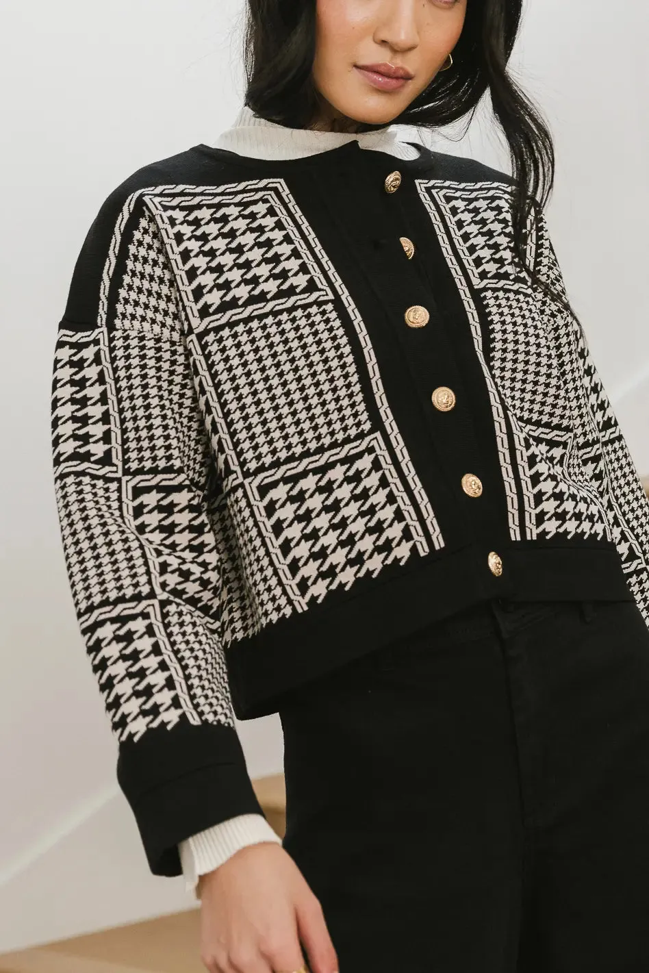 Piper Houndstooth Cardigan - FINAL SALE