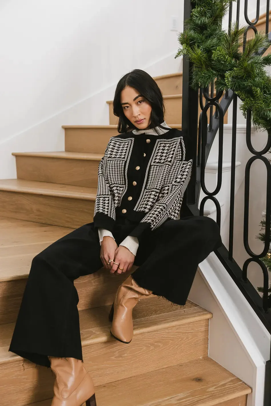 Piper Houndstooth Cardigan - FINAL SALE