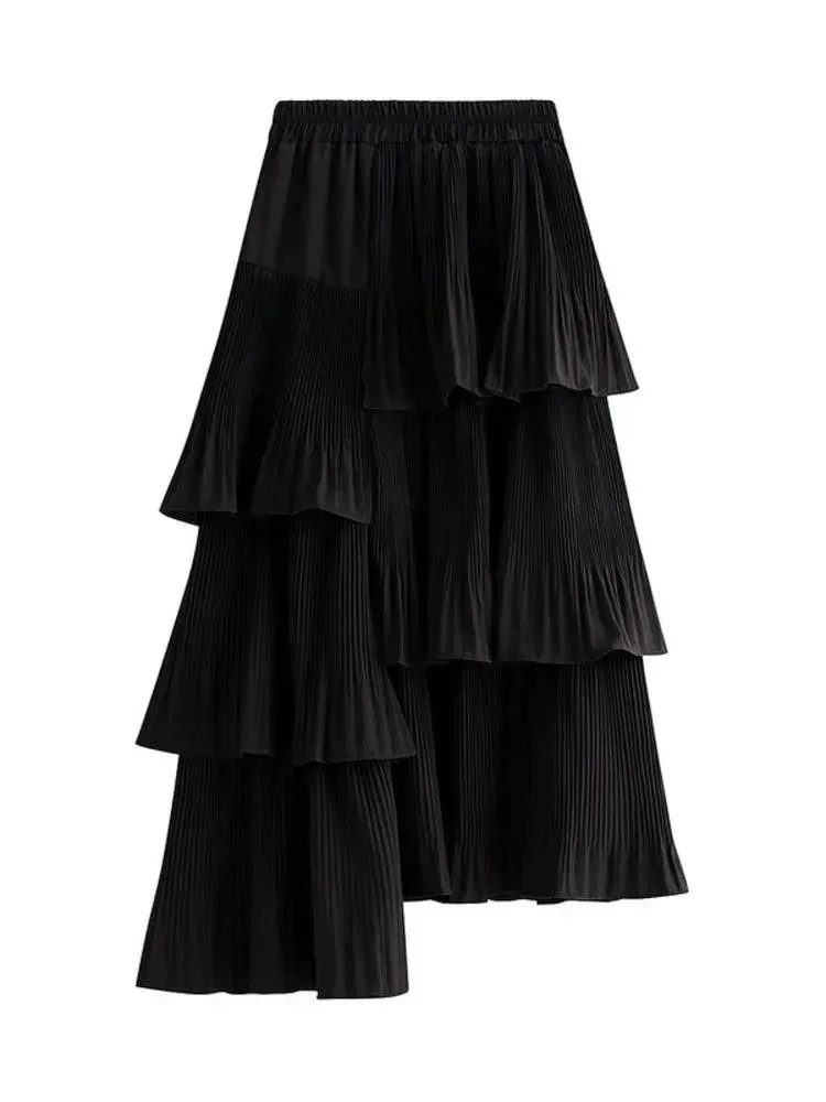 Pleated Skirt Fashion Irregular Ruffled Edges