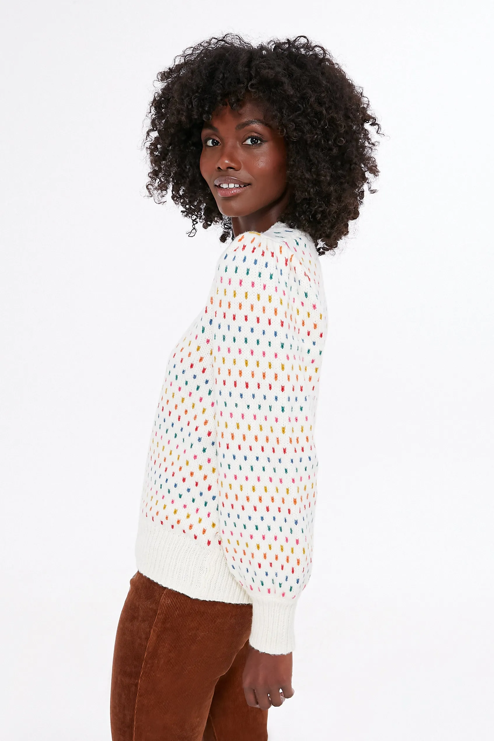 Rainbow Puff Sleeve Crewneck