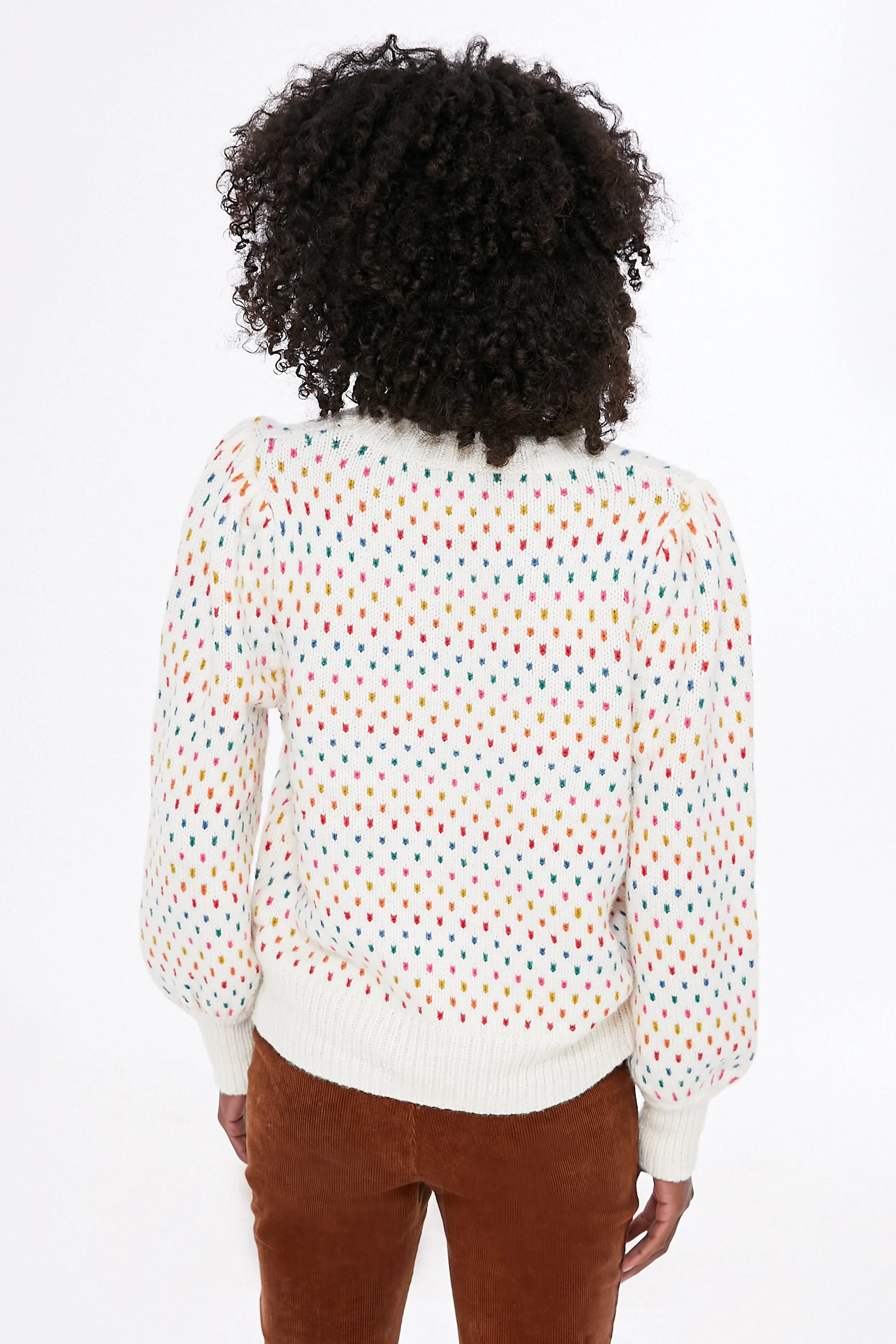 Rainbow Puff Sleeve Crewneck