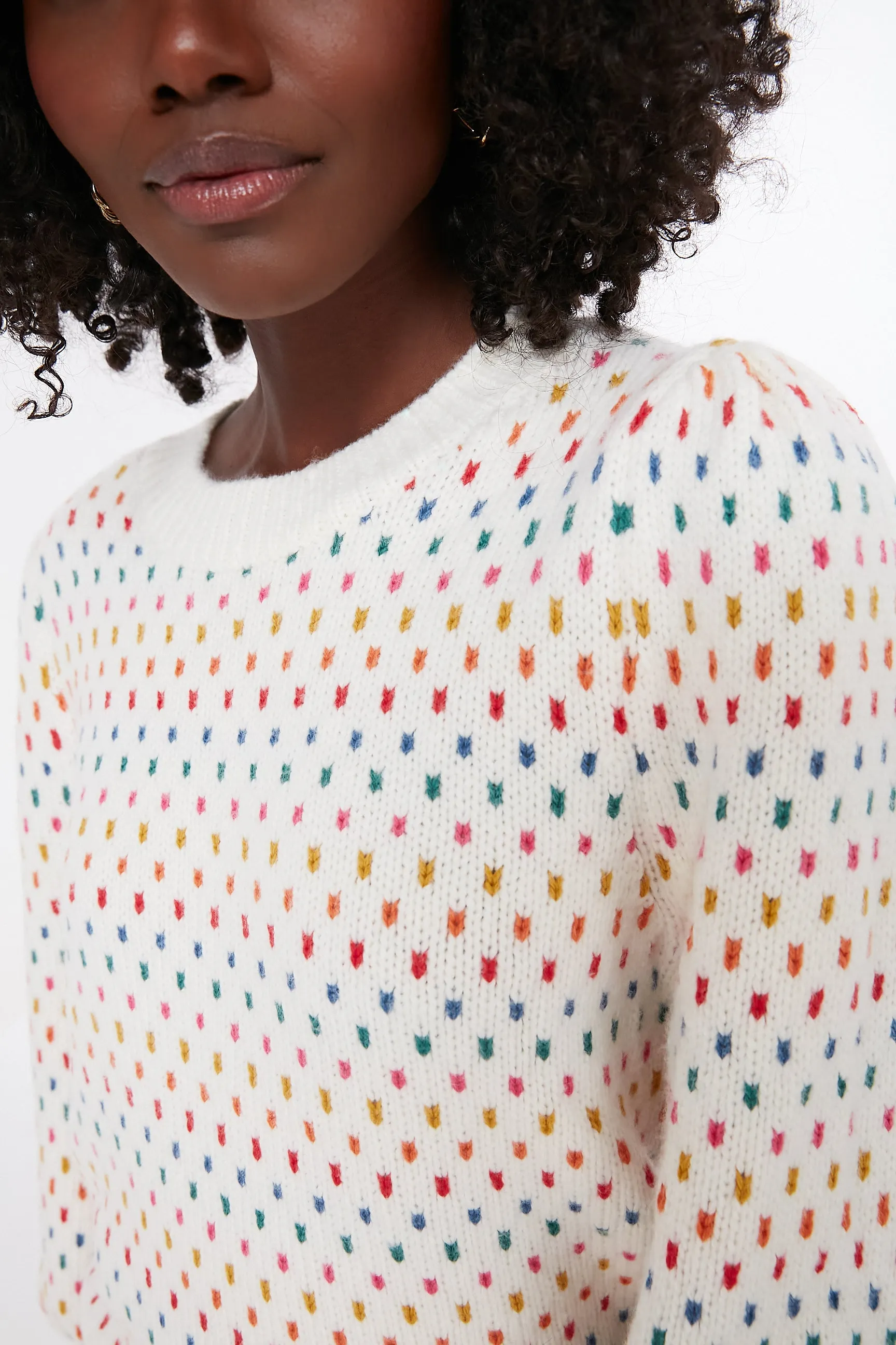 Rainbow Puff Sleeve Crewneck