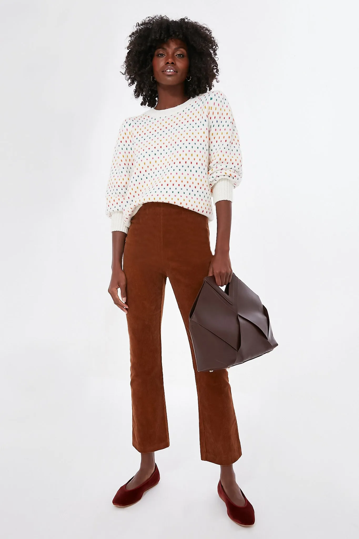 Rainbow Puff Sleeve Crewneck