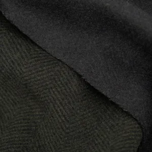 Remnant - 50cm - Deadstock Chevron Double Faced Wool Blend Coating - Forest Green/Black