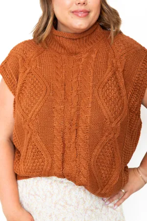 Sleeveless Mock Neck Sweater Top - Caramel