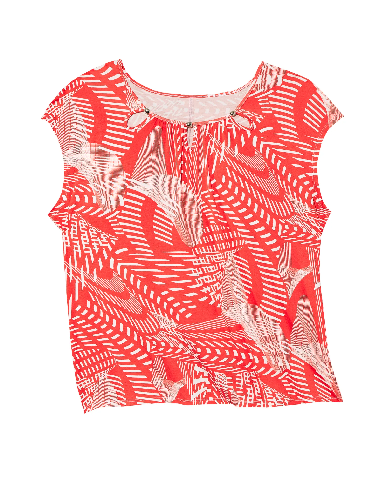 Teresa Scoop Neck Top | Orange / White