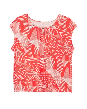 Teresa Scoop Neck Top | Orange / White