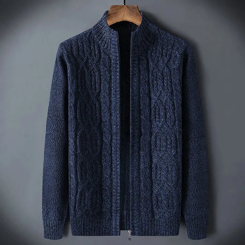 Trend4us Men's Cozy Full-Zip Cable Knit Cardigan