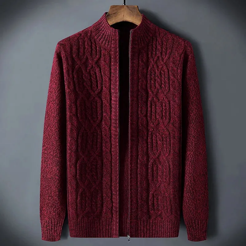 Trend4us Men's Cozy Full-Zip Cable Knit Cardigan