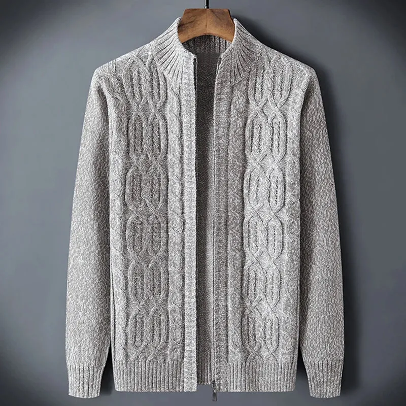 Trend4us Men's Cozy Full-Zip Cable Knit Cardigan