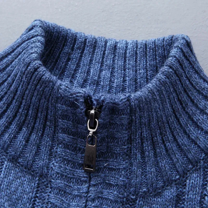 Trend4us Men's Cozy Full-Zip Cable Knit Cardigan