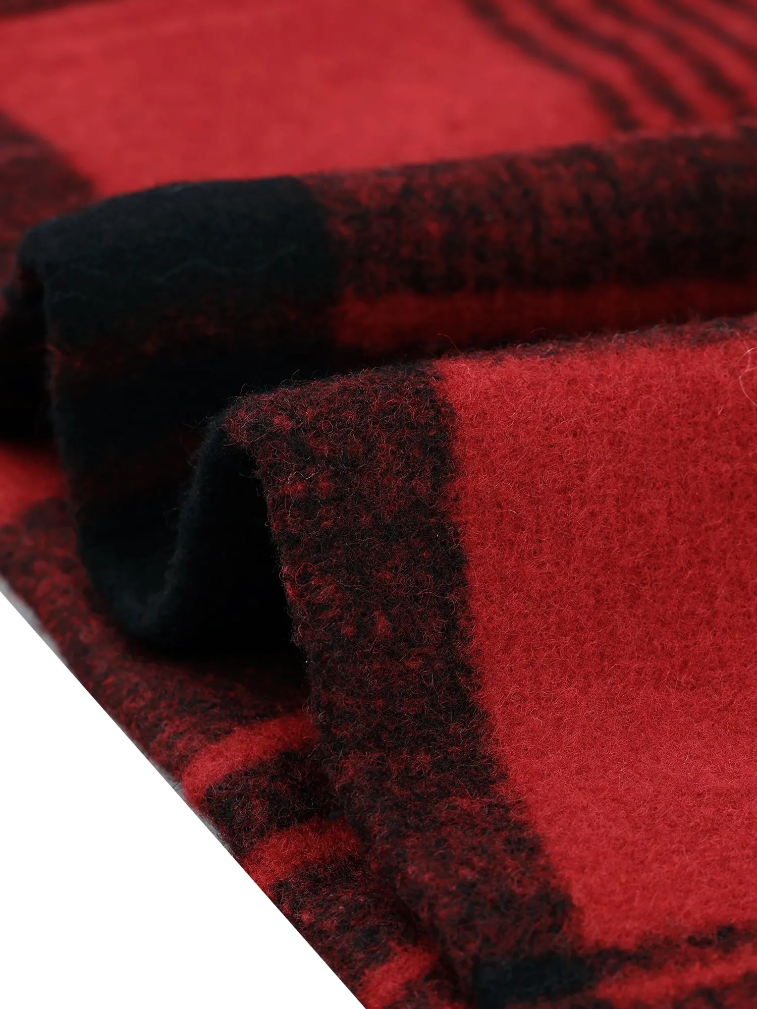 Winter Thick Button Front Pockets Check Plaid Coat with Fluffy Hood
