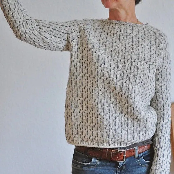 Women's Chic Grey Boat Neck Knitted Jumper | Ideal for Autumn/Winter